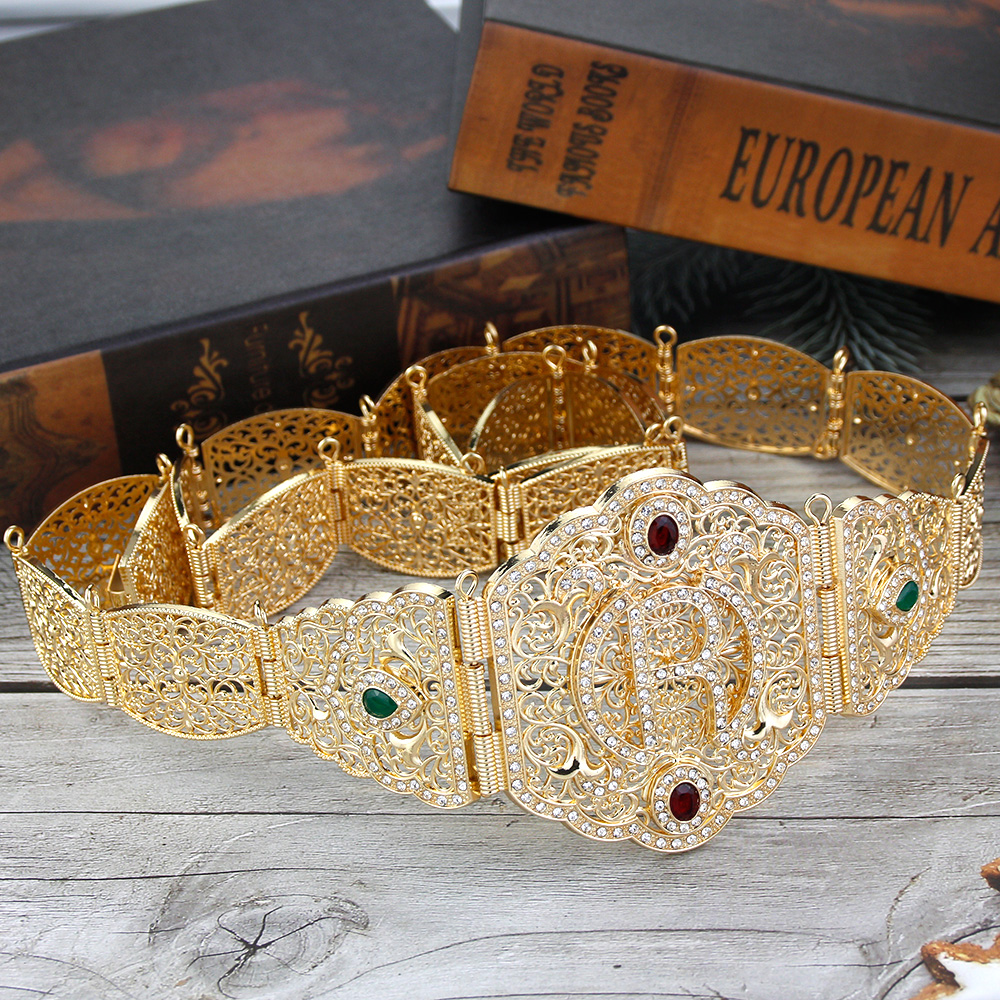Gold Color Moroccan Kaftan Belt R for Women Metal Algeria Waist Chain Europe Bride Wedding Banquet Caftan Body Jewelry