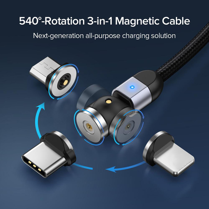 Type-C magnetic suction data cable, 540-degree swivel connector, rotating magnetic suction data cable, strong magnetic Android data cable