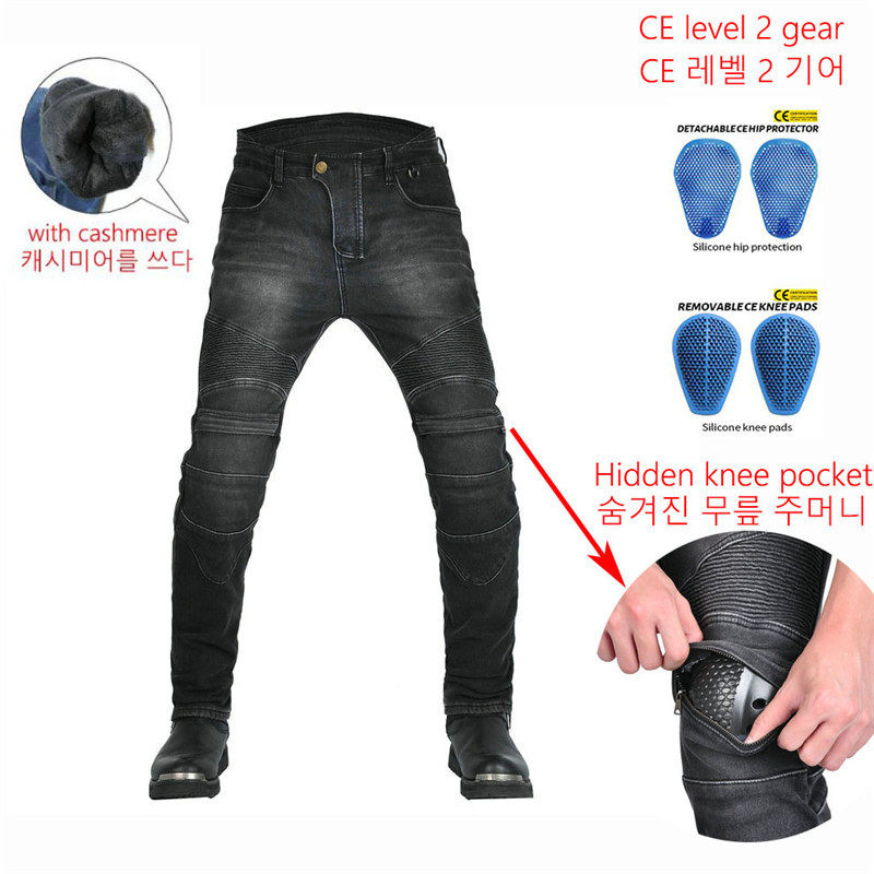 Amekaji Spring Winter Velvet Motorcycle Leisure Motocross Jeans Multi-pocket Belt Cargo Slim Pant Obscure Protective Gears