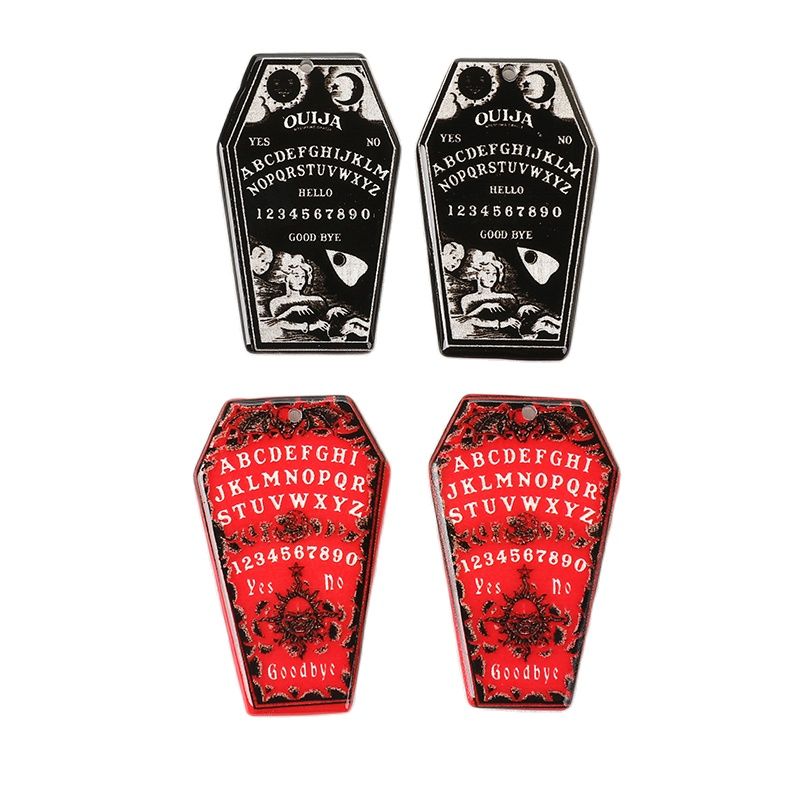 10Pcs Halloween Coffin Charms Ouija Board Acrylic Jewlery Findings For Earring Necklace Diy