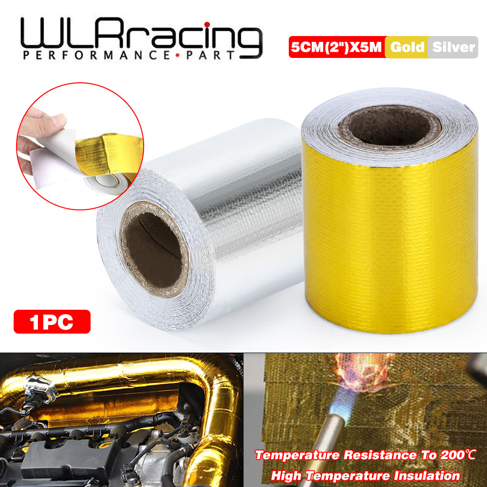 WLR RACING - 2"x5 Meter Aluminum Reinforced Tape Adhesive Backed Heat Shield Resistant Wrap Intake For bmw e46 WLR1613