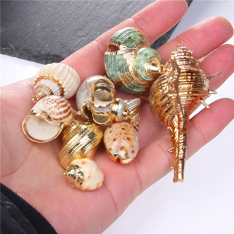 10Pcs Natural Shell Beads Pendant Sea Beach Conch Charm Beads Loose Spacer Beads For Jewelry Making Bracelet Crafts Accessories
