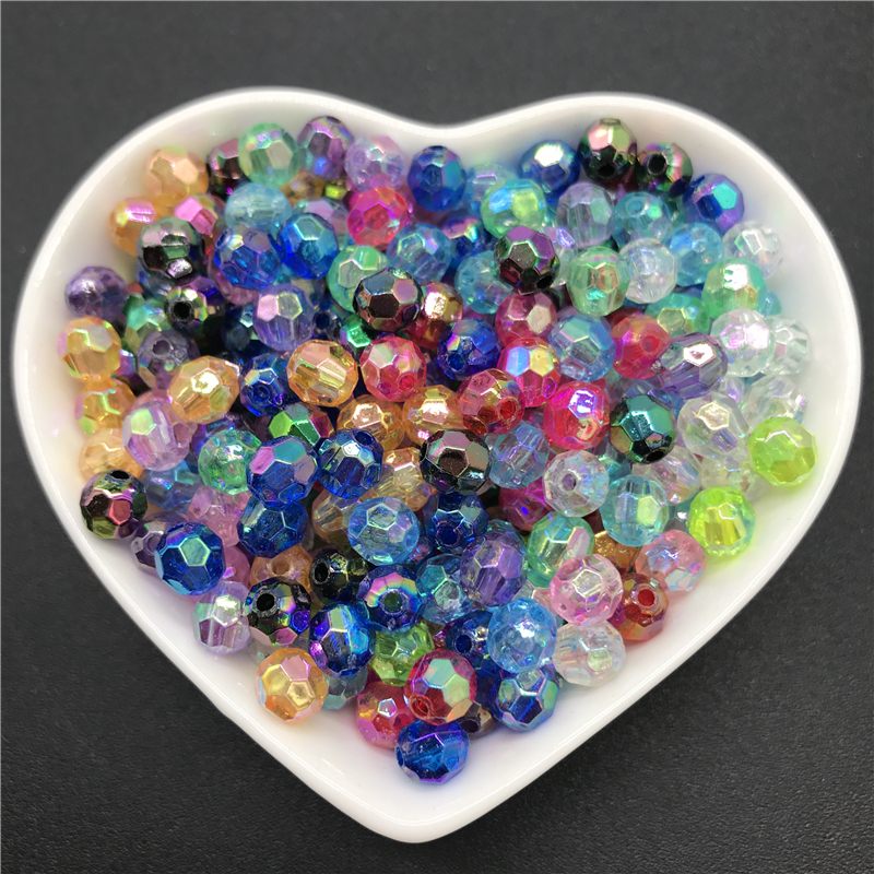 100pcs 6mm Acrylic Spacer Beads Oval Austria Faceted Crystal Acrylic Beads Loose Spacer Round Beads For Jewelry Making