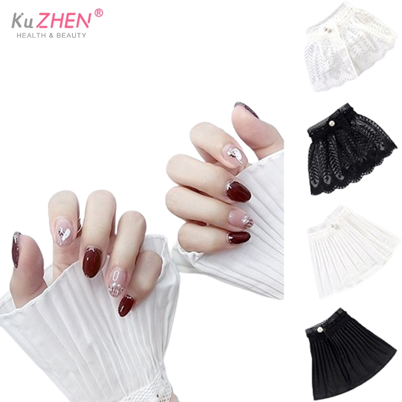 1Pcs/1Pair Manicure Photo Decorative Cuff Double-layer Mesh Horn Sleeve Nail Showing Posing Sleeve DIY Shooting Background Prop