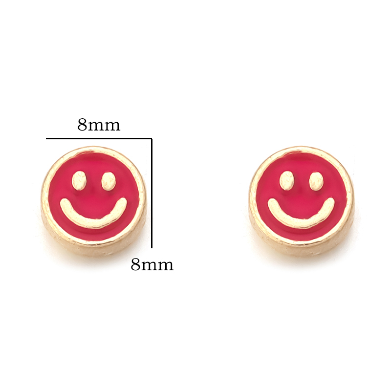 20pcs/Lot 8mm Smile Face Enamel Beads For Jewelry Making Loose Spacer Charms Diy Bracelet Neklace Accessories Wholesale