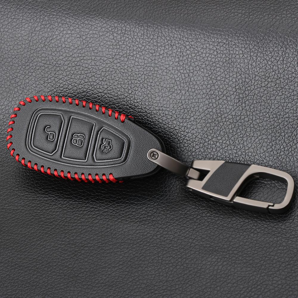 Leather Car Styling Key Remote Key Fob Case Cover Keychain for Ford Fiesta Focus 3 4 MK3 MK4 Mondeo Ecosport Kuga Focus ST