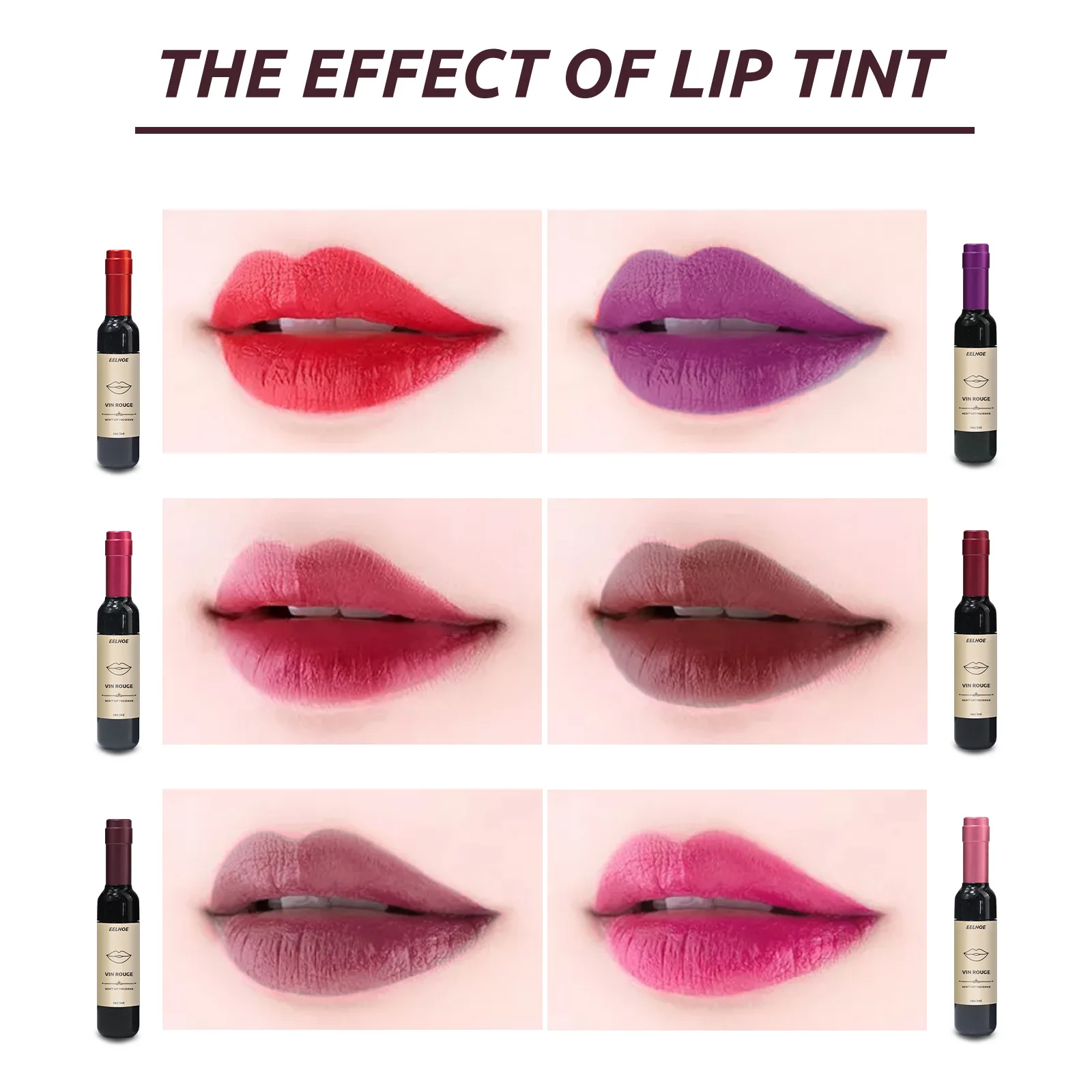EELHOE Red Wine Bottle Lip Gloss Dyelip Liquid Set Waterproof Moisturizing Non-Fading Bottle Lipstick Makeup Gift Sexy Cosmetic