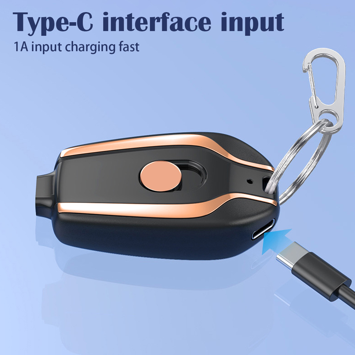 Keychain Portable Charger Compatible with Android 1500mAh Key Chain Phone Charger Type-C Mini Power Emergency Charger Power Bank