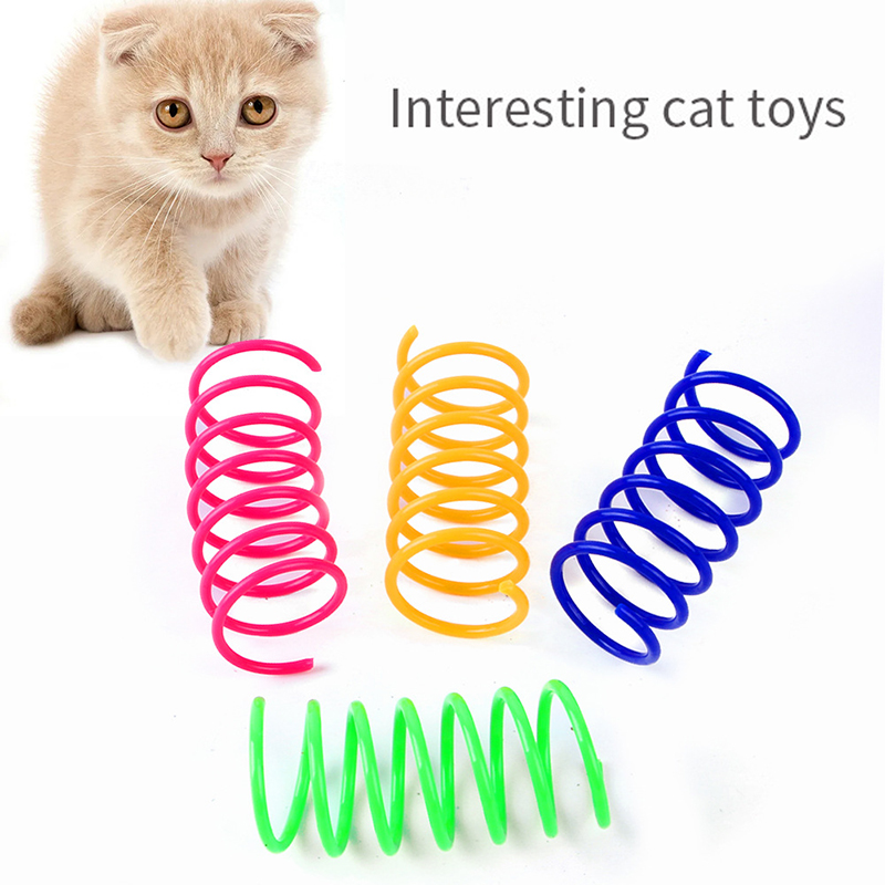 Kitten Toys Wide Durable Heavy Gauge Spring Colorful Cat Pet Toy Coil Spiral Springs 4/8/16/20pcs Free shipping