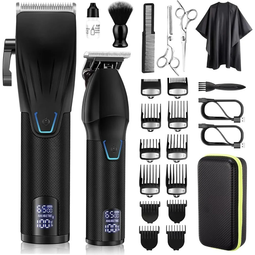 Professional Hair Clippers and Trimmer Kit for Men Barber Clipper Set Cordless Hair Cutting Beard Trimmer Grooming Haircut Kit 240624