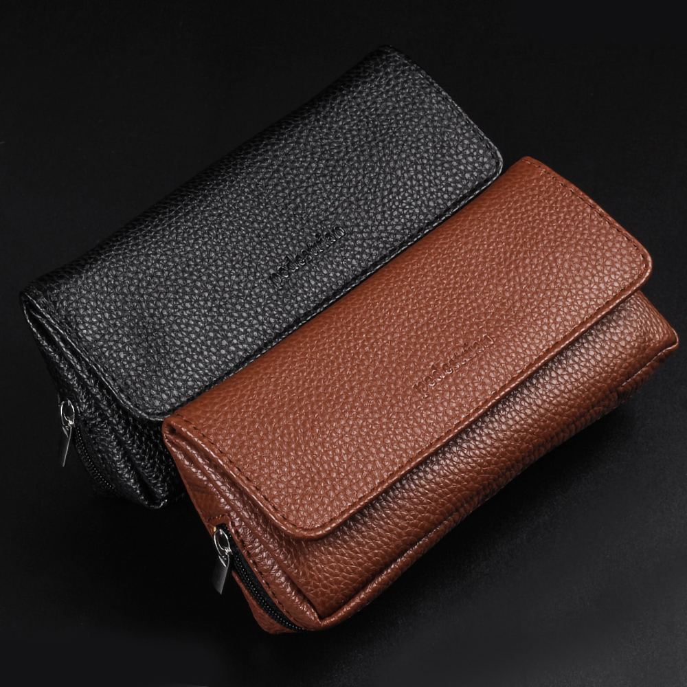 Leather Smoking Pipe Bag Large Capacity Tobacco Storage Package for Travel Smoking Tools Accessories Pouch