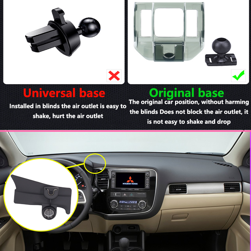 Car Mobile Phone Holder for Mitsubishi Outlander MK3 2013~2019 Telephone Stand Bracket Air Vent Accessories for iphone 2015 2016