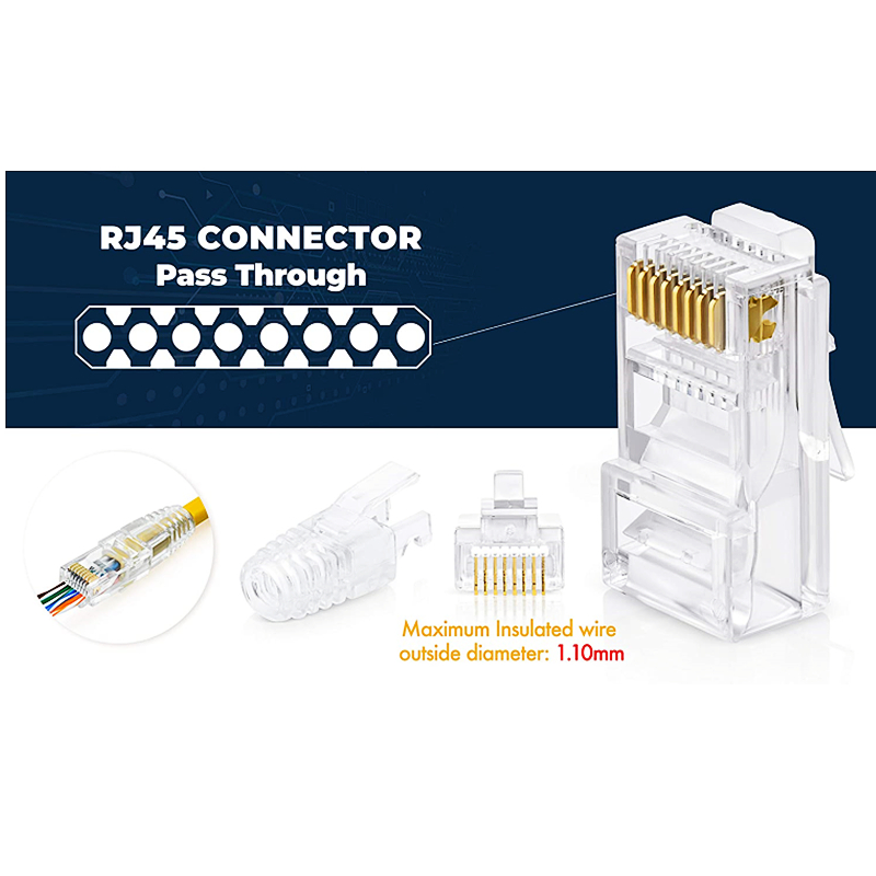 HTOC RJ45 Connector Pass Through Connectors And Strain Relief Boots Pack of 100/100(200 Total) For Network Cat-6 Ethernet Cable
