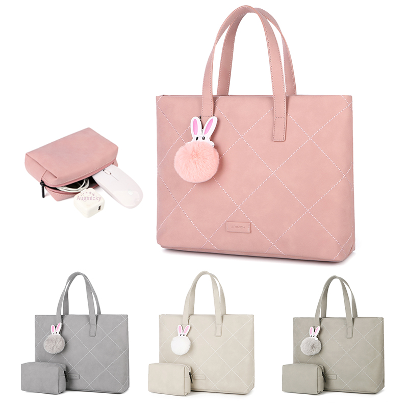 Ladies Laptop Bag PU Leather Messenger Case Briefcase For Macbook 13.3 14 15.6Inch Notebook Handbags Women's Shoulder Mouse Bags