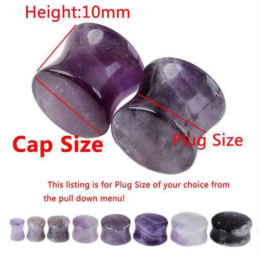1 PC Purple Natural Stone Organic Flesh Ear Tunnels Ear Plugs Gauges 6-16mm Ear Expander body piercing Tunnels Jewelry Men