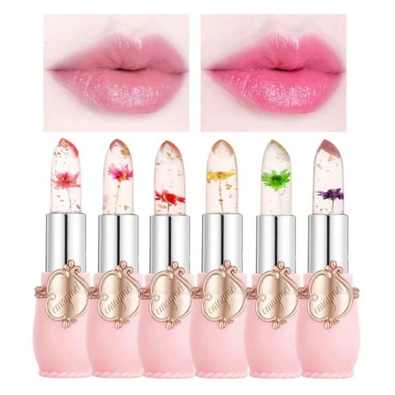 make up 6pcs Lipstick Set Flower Jelly Crystal Clear Long Lasting Lips Color Change Pink lip gloss Cosmetics 240621