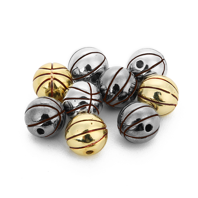 2pcs/lot Copper Rugby basketball baseball beads Copper Spacer Bead Fit DIY Sporting Jewelry Making For Sports Bracelet Warehouse