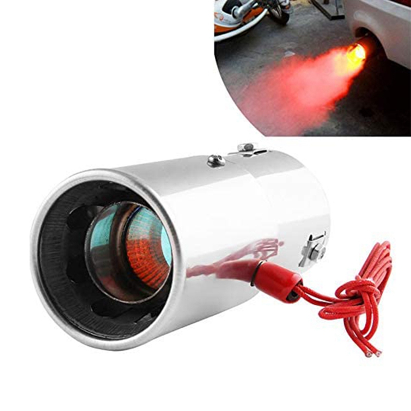 Exhaust Muffler Tip Pipe With LED Light Universal Vehicles Bolt-On To Car Modified Single Outlet Tail Throat