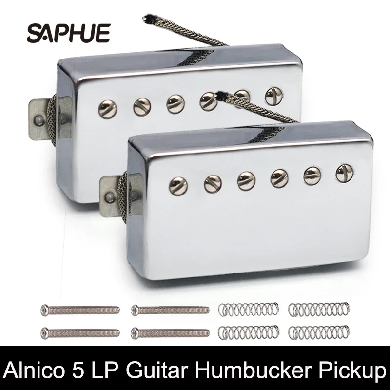 Alnico 5 LP Guitar Humbucker Pickup Set Neck & Bridge Alnico V Pickup 70x38mm Chrome
