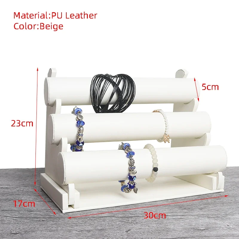 PU Leather / Velvet Bracelet Chain Watch Bangle Display T-Bar Rack Jewelry Organizer Hard Display Stand Storage Holder