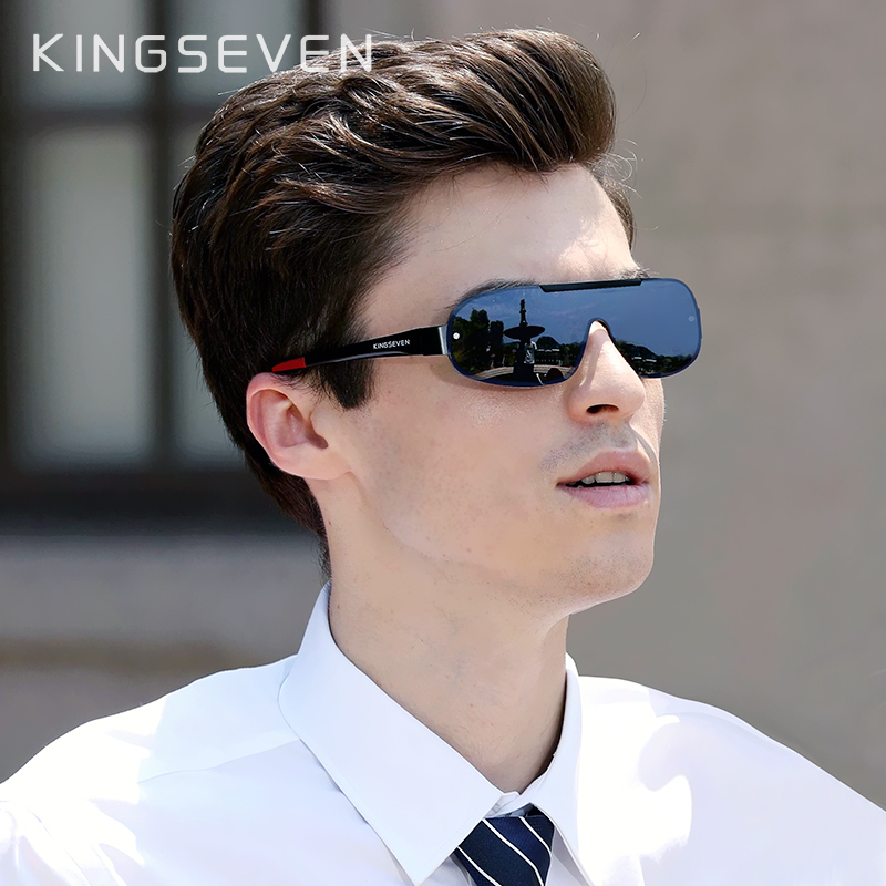 KINGSEVEN Design New Aluminum Men Brand Sunglasses HD Polarized Men's Sun Glasses Integrated Lens Eyewear Goggle Gafas De Sol