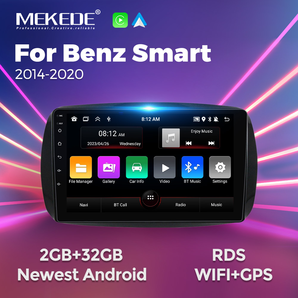 MEKEDE 9 inch Android Radio Car Smart System For Mercedes Benz Smart 453 Fortwo 2014 2015 2016- 2020 Car Stereo IPS Head Unit