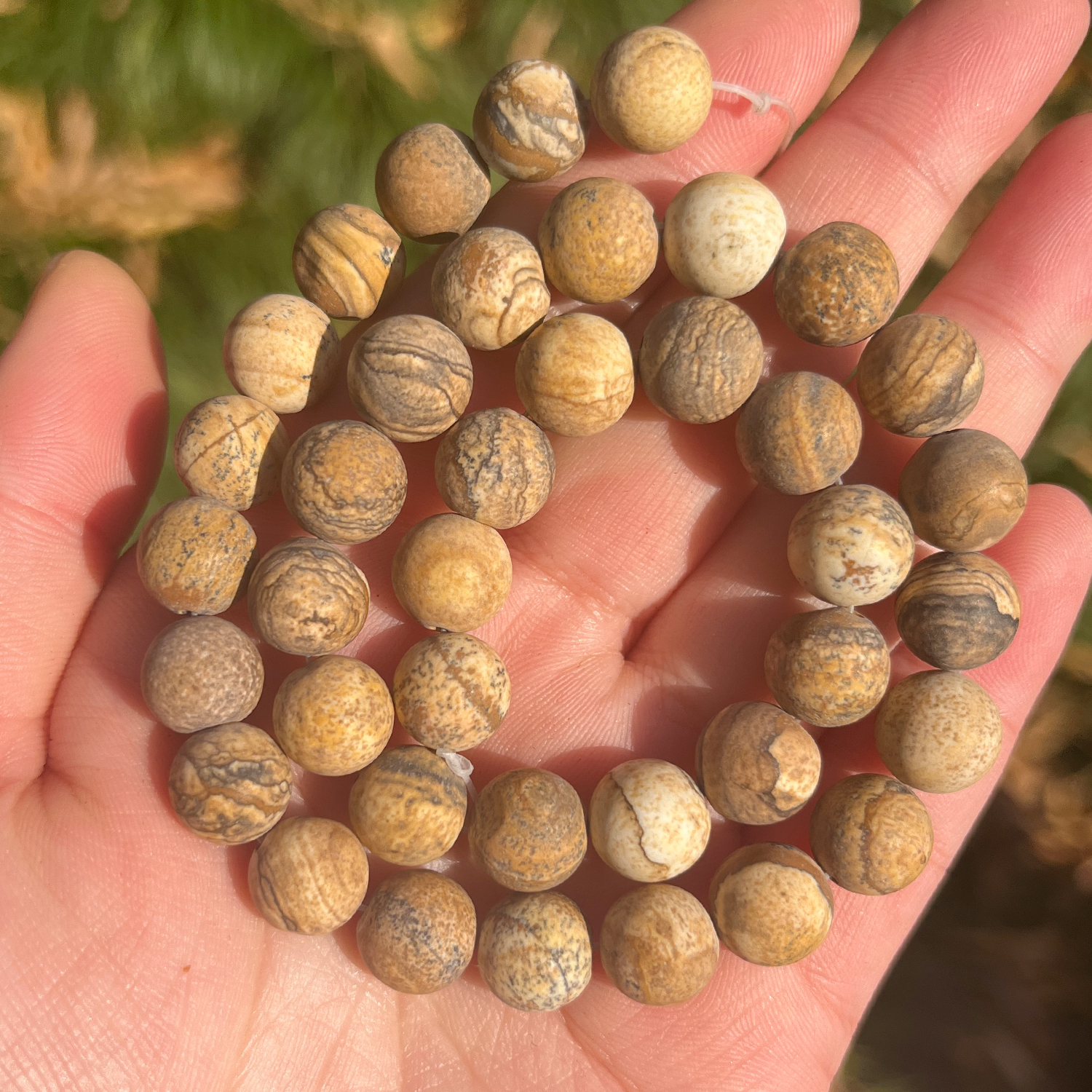 4mm-10mm Natural Stone Dull Polish Matte Picture Jasper Round Loose Spacer Beads For Jewelry Making Diy Bracelet Necklace 15''