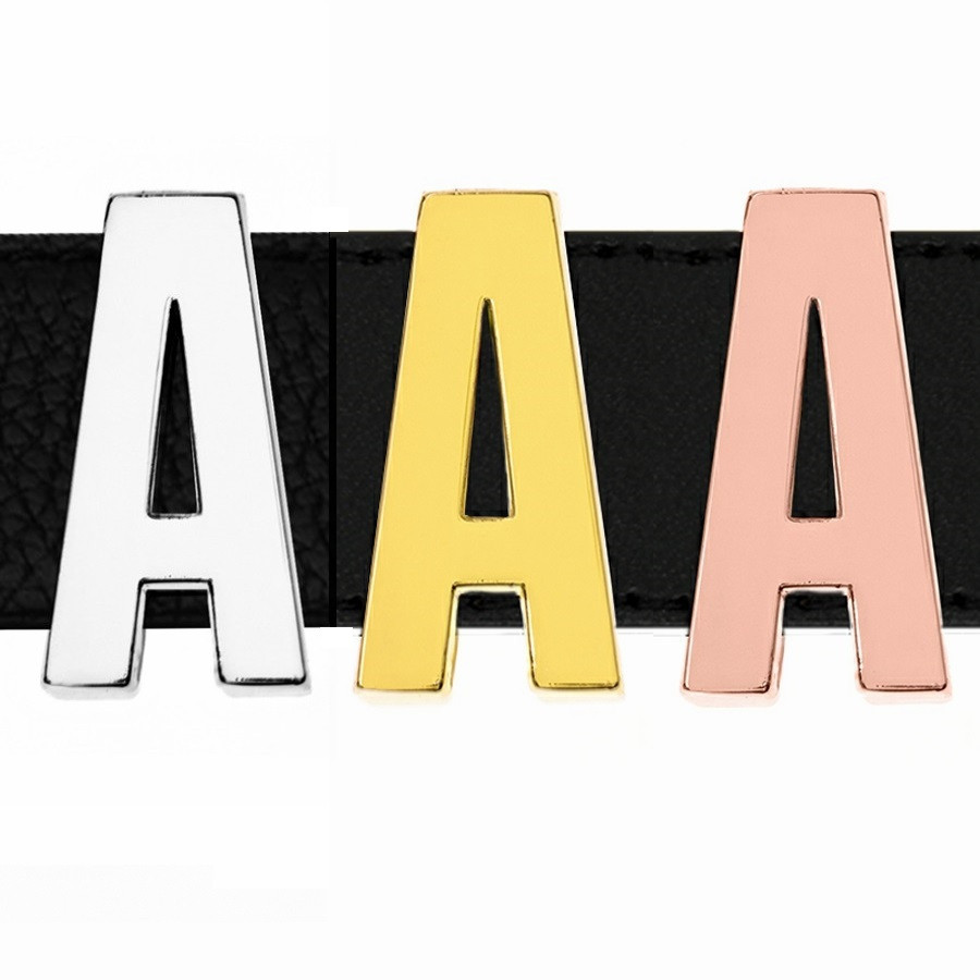 1pc A-Z 18mm Chrome Color Slide Letter Rose Gold Black Color English Alphabet Fit For DIY Wristband Bracelet & Pet Collars