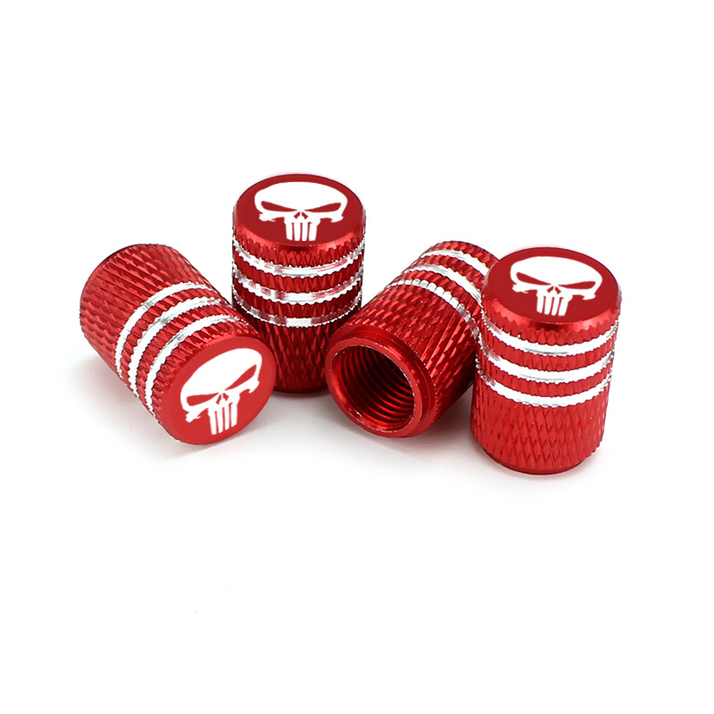 4pcs Skull head logo Car Tire Valve Caps,Aluminum Alloy Car Wheel Tire Valve Caps Dustproof car Motorcycle Truck SUV Bike