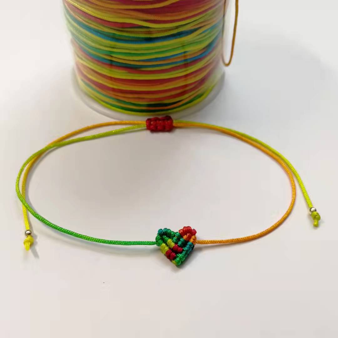 Bohemia Gradient Candy Colors 18k Gold Beads Heart Shaped Love Lucky Handmade Rope Bangle Braided Bracelet Couple Sister Gift
