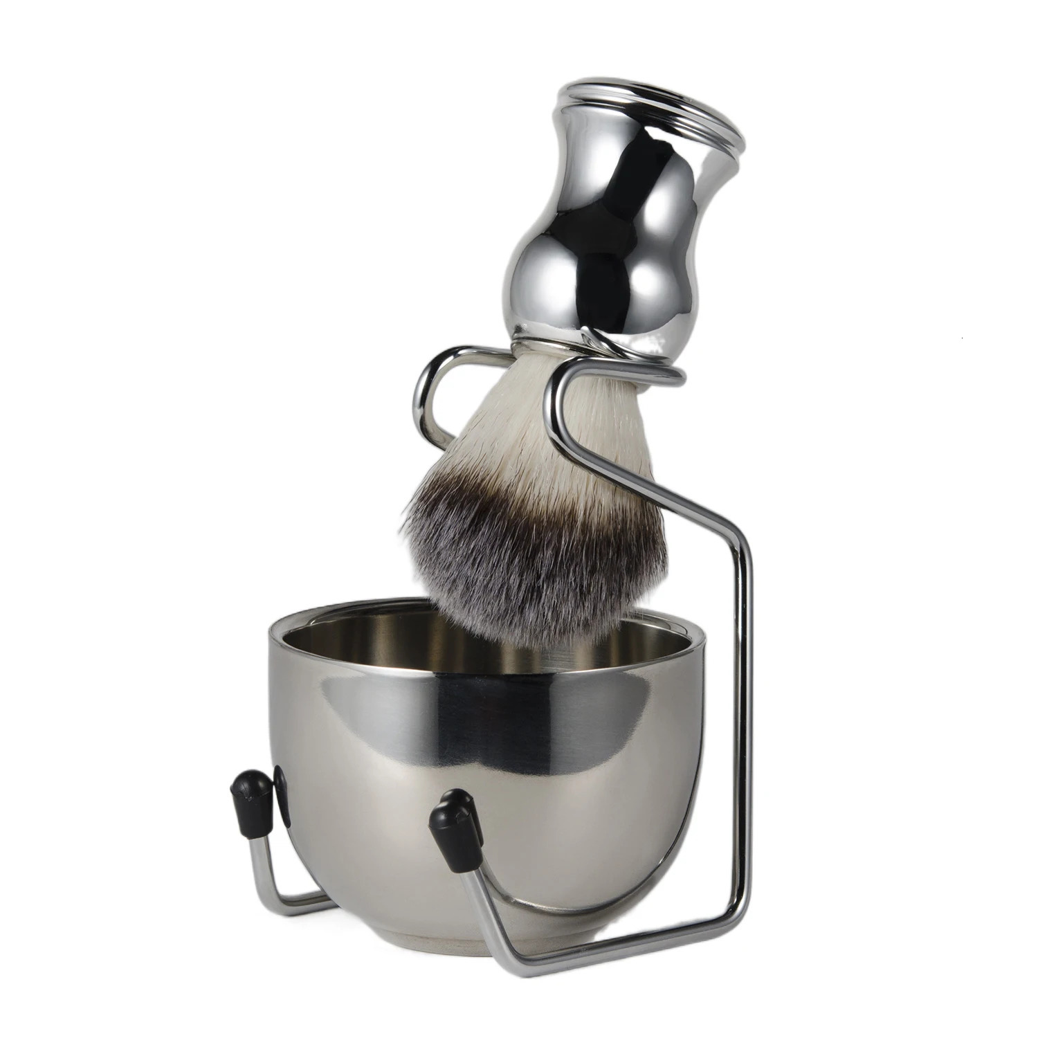 Shaving Brush Set 3 PCS Shaving Kit Nylon Brush With Stainless Steel Shaving Bowl and Brush StandWet Shaving Tool For Men 240624