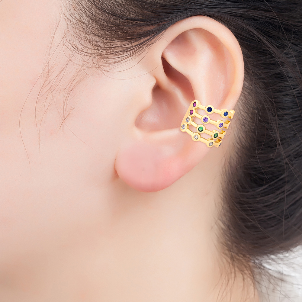 Hot Sale Wide Ear Cuffs Clip On Earrings for Women Without Piercing Copper CZ Cartilage Earcuffs Wedding Ear Clips Jewelry