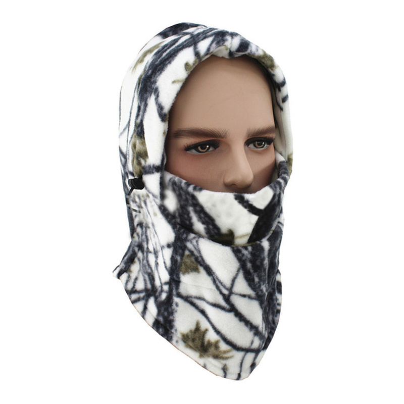 Men's Camo Fleece Plush Balaclava Winter Hats Face Mask Scarf Beanie Hiking Army Military Hood Head Cover Tactical Airsoft Cap