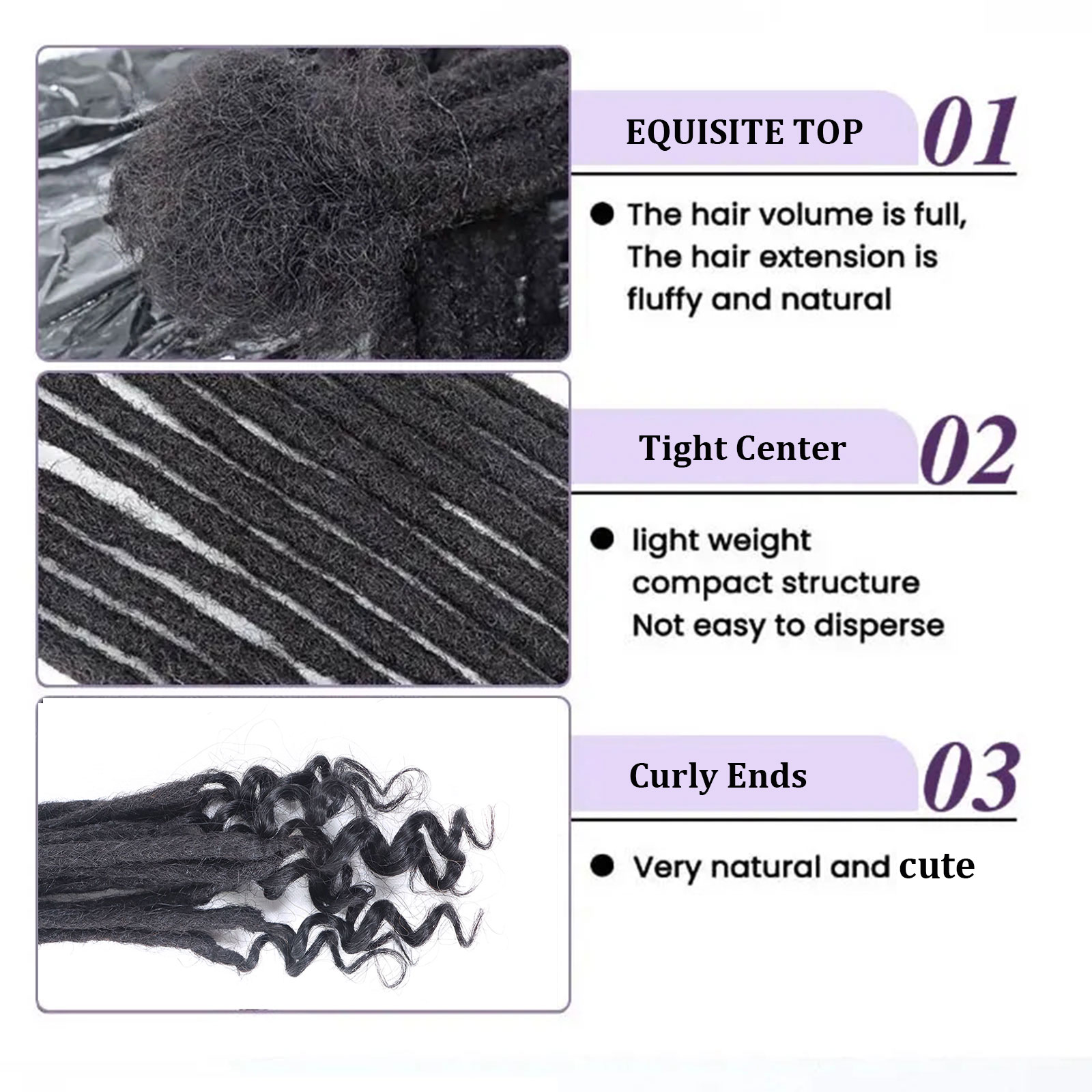 6-30Inch Handmade Locs With Loose Curly Ends Dreadlocks Human Hair Extensions For Women Braiding Hair Extensions Crochet Braids