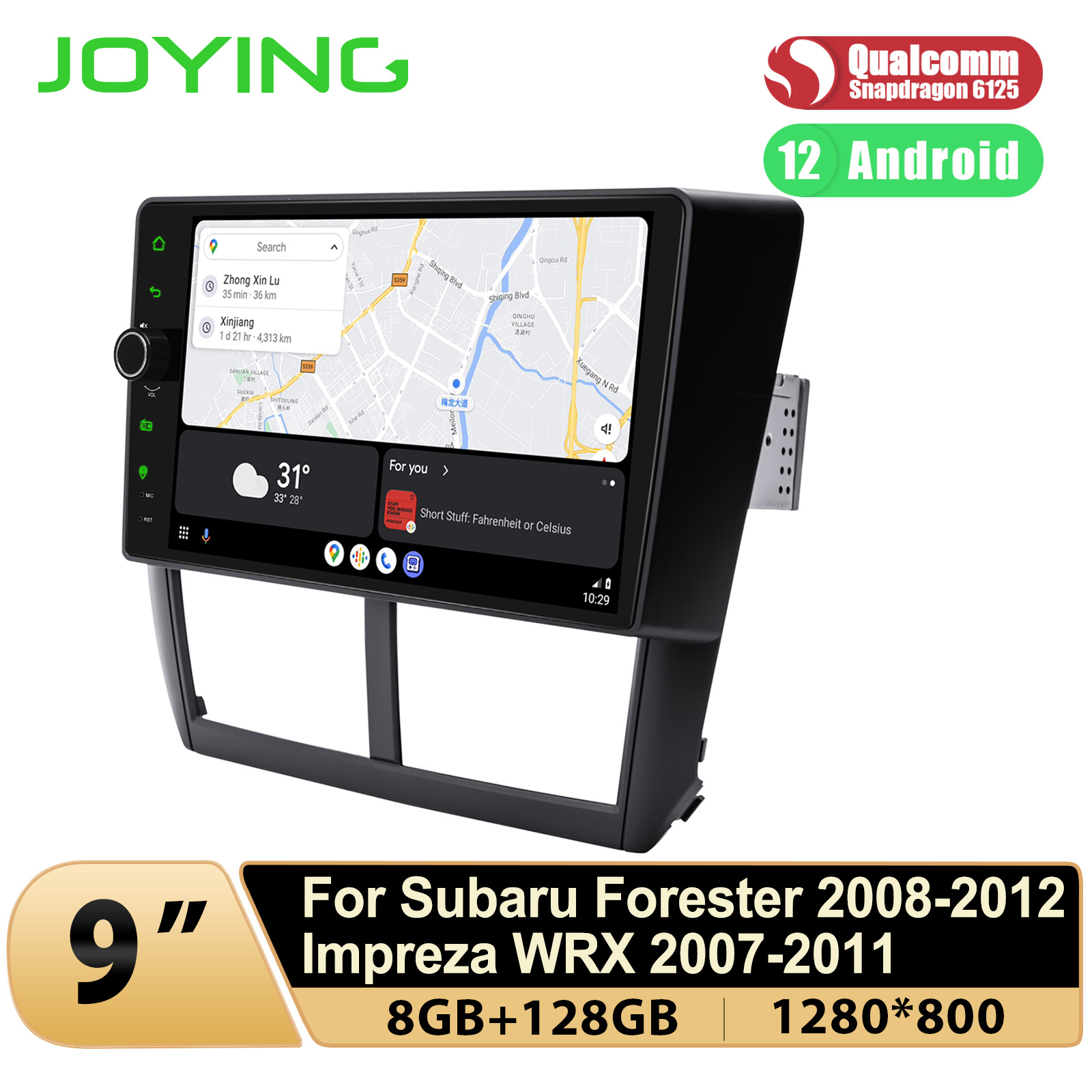 JOYING 9"Android 12 Car Multimedia Video Player Radio Stereo For Subaru Forester Impreza WRX 2008-2012 With Qualcomm Snapdragon