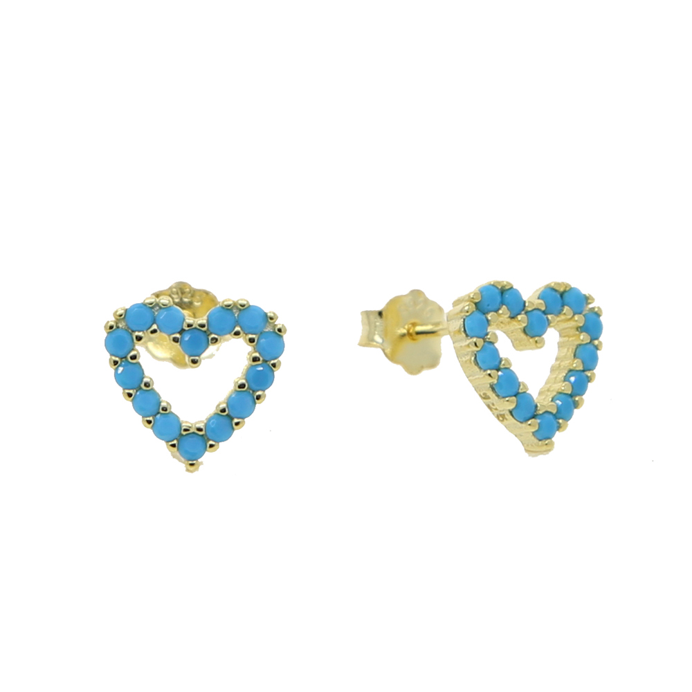 100% 925 sterling silver delicate Heart Earring For Girl turquoises love tiny Stud Earrings cute Minimalist Women kids Jewelry