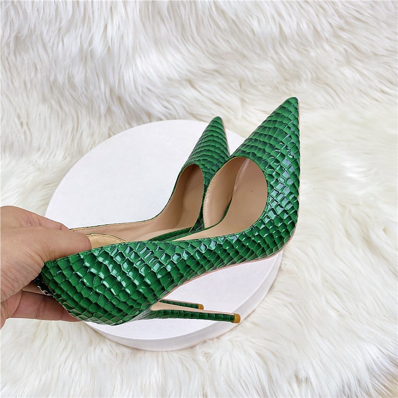 Green Dark Checkered Women's High Heels, Party Shoes, Dresses, Fashionable And Versatile Shoes 68