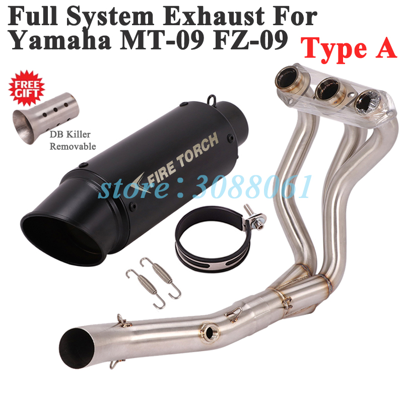 Full System Motorcycle Exhaust GP Escape Silencer For Yamaha MT-09 MT09 FZ-09 Slip On Front Link Pipe Racing Muffler DB Killer