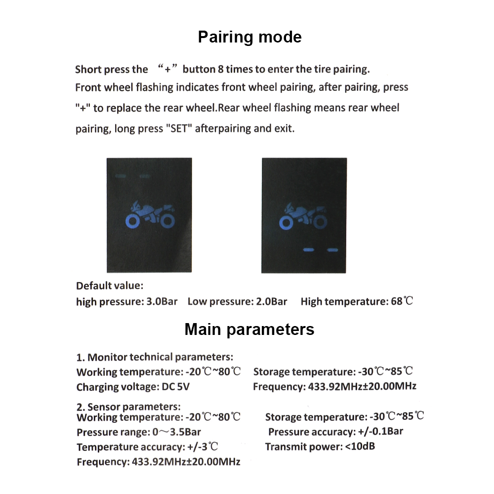 0-3.5Bar Solar TPMS 2 Sensors Motorcycle Tire Pressure Monitor System Tyre Alarm Test Diagnostic Tools Tester Moto Accessories