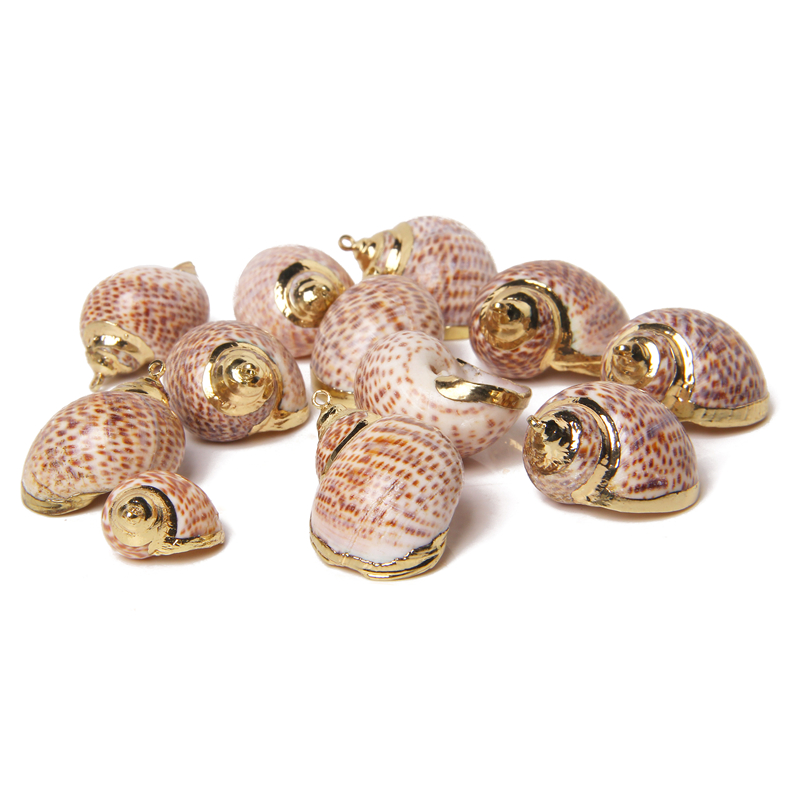Wholesale Sea Shell Pendants For DIY Making Jewelry Accessory Necklace 2-10 pcs Irregular Conch Plated Cowries Charm Earrings