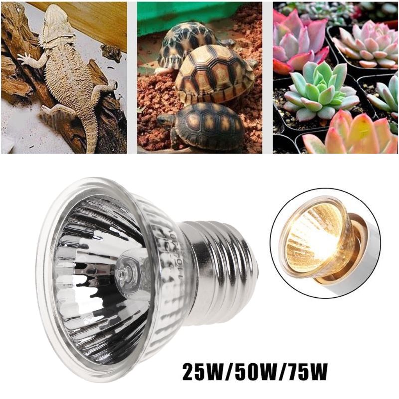 220V 25W 50W 75W Pet Reptile Turtle Heating Lamp Bask Back Warming Light UVA UVB Full Spectrum Ultraviolet Bulb E27