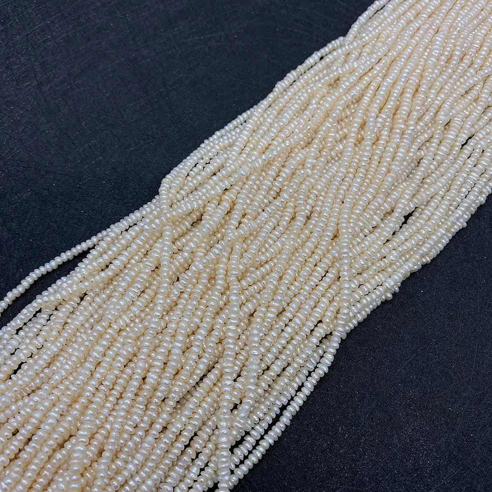 Natural Freshwater White Pearl Oblate Abacus Bead 3-4mm Small Loose Beads Jewelry Making DIY Necklace Earrings Real