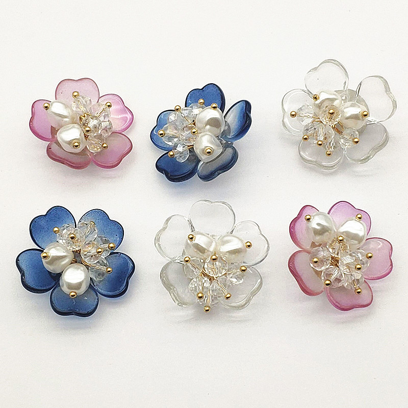 New arrival! 30mm 30pcs Copper/Crystal Flat back Flower Shape Charm for Earrings Making/DIY parts,Jewelry Finding & Component
