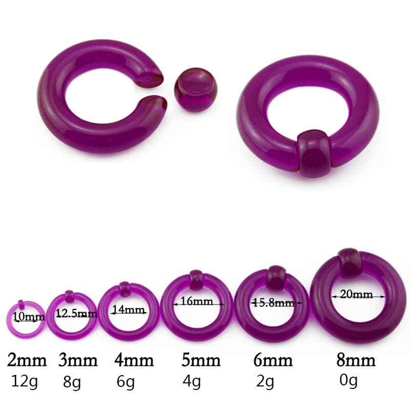 1 Pcs Acrylic BCR Giant Captive Bead Ring Big Large Size Ear Plug Expander Gauge Male Nose Septum Piercing Body Jewelry