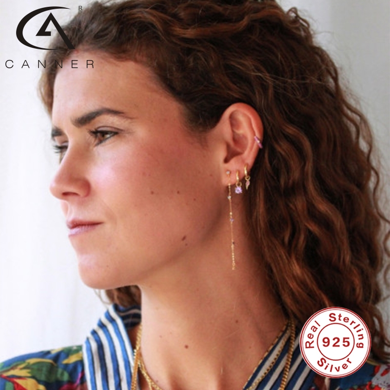 CANNER Ins Ear Hoop 925 Sterling Silver Earrings For Women Lightning Huggie Hoop Earrings Wholesale Earrings Lot Bulk Kolczyki