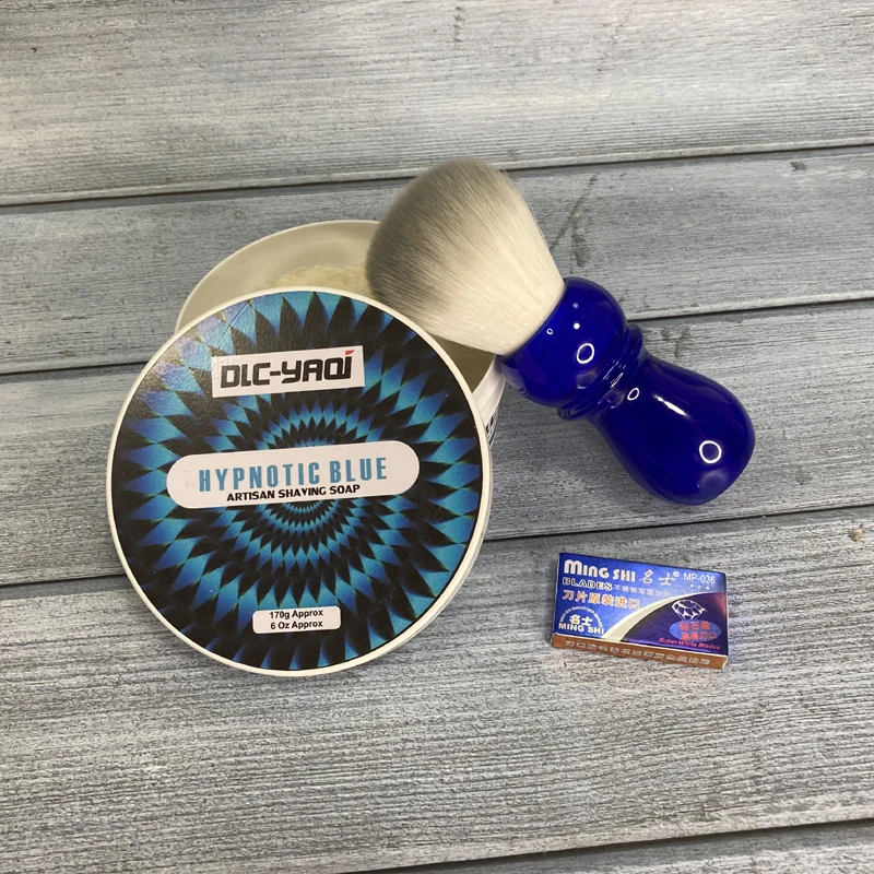 Yaqi 24mm Arctic Sky Deep Blue Handle mens Shaving Brush Beard Brush