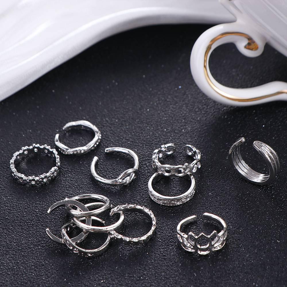 Fish Tail Lotus Flower Star Alloy Girl Gift Heart Open Ring Vintage Foot Ring Set Women Toe Ring Korean Style Toe Ring
