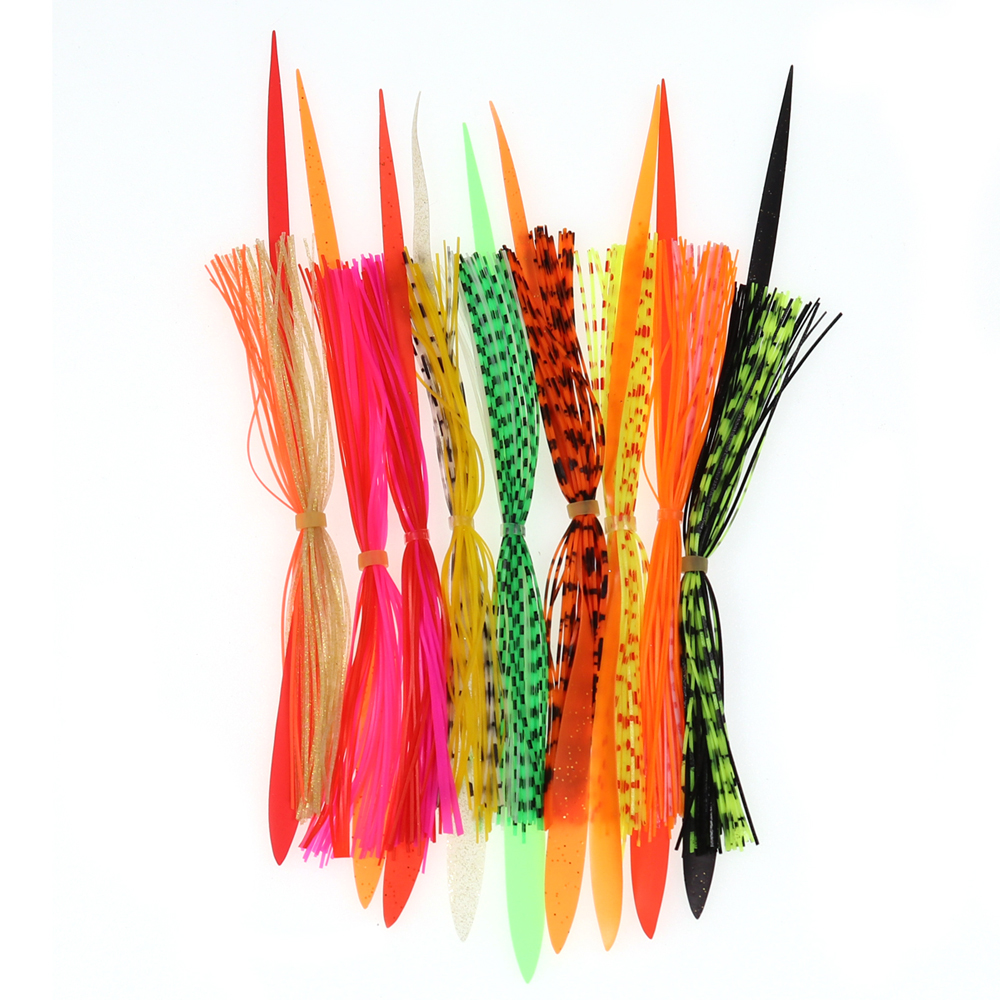 10 Bundles Double Colors Mixed Silicone Skirt Trailer Replacement for Slider Jigs Squid Madai Snapper Jigging Fishing Lure