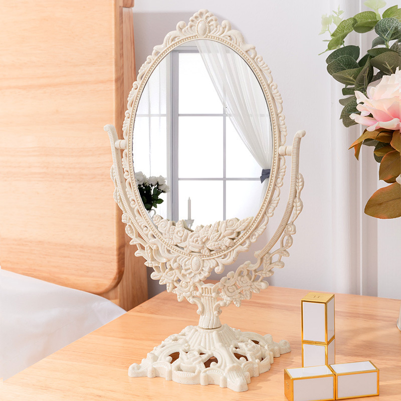 Desktop Home Can Stand Retro Palace Style Table Top Rotatable Dormitory Student Makeup Mirror F624-16