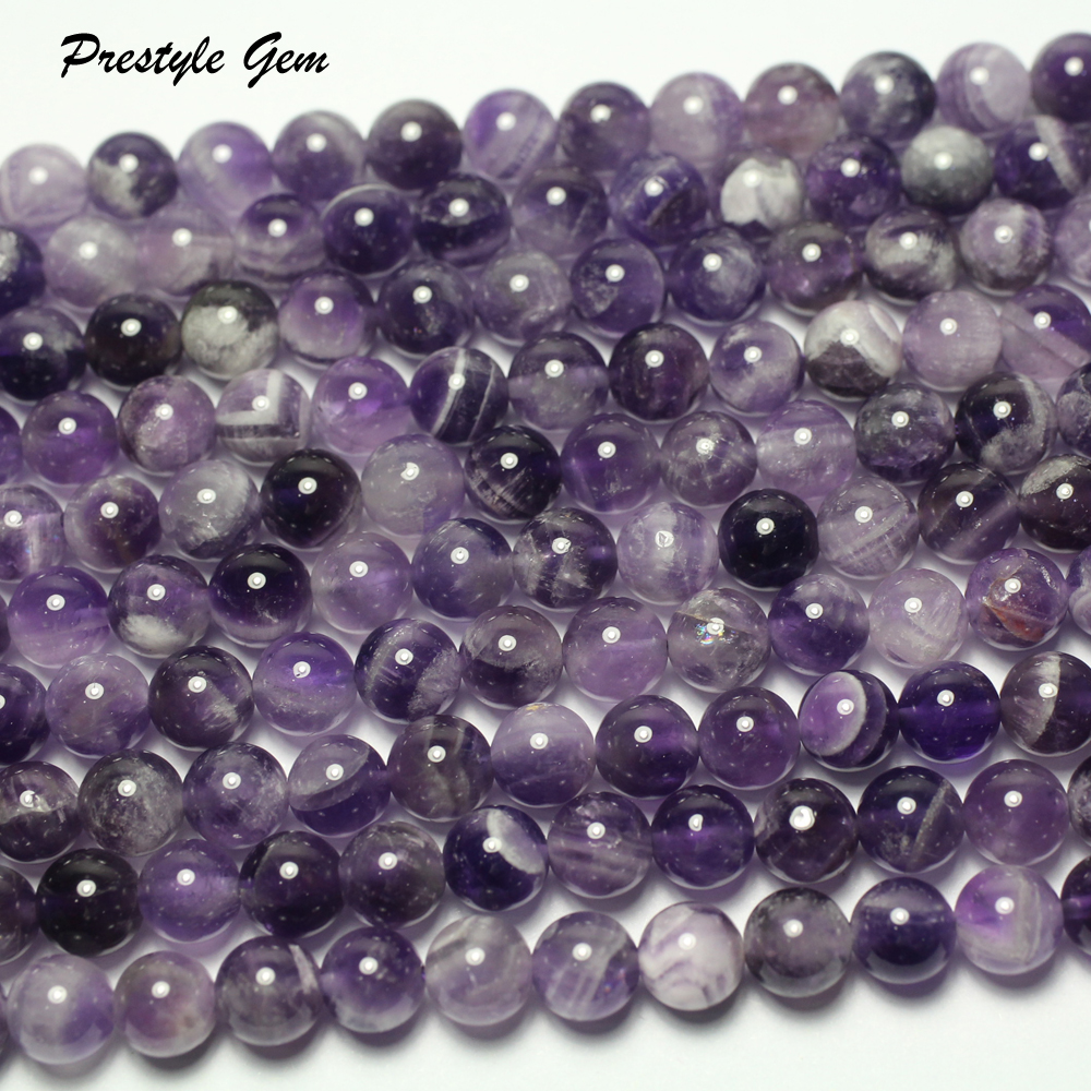 Meihang (2 strand/set) 7.5-8mm 10mm Dogteeth amethyst quartz crystal smooth round beads for jewelry diy design